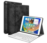 JUQITECHCustodia con tastiera da 10.2 cm per iPad di 7a generazione 2019 e iPad 7a generazione con tastiera Bluetooth senza fili con supporto integrato Nero