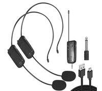 Juqoyue 2.4G Microfono Lavalier Wireless Montato Testa Trasmettitore con Ricevitore per Amplificatore Voce Altoparlante Tour Didattico