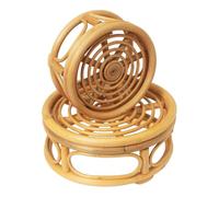 Juqoyue Boho Rattan Intrecciato Rotondo Alzate Piante Supporti per Interni, Moderno Supporto per Piante, Vimini Supporto per Piante Corto 2 Pezzi