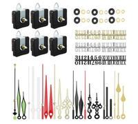 Juqoyue Kit di Movimento per Orologio da Parete DIY al Quarzo da 6 Pezzi da 16 mm con 8 Diverse Coppie di Lancette, Set di Movimento per 6 Numeri di Orologio DIY