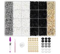 Juqoyue Kit per Braccialetti di Perline di Argilla Blu, Perline di Argilla Piatte e Perline Distanziatrici Dorate per La Creazione di Gioielli, Kit Perline per Braccialetti 'Amicizia