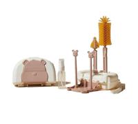 Juqoyue Kit per La Pulizia Dei Biberon con Scolapiatti, Spazzole In Silicone, Cannuccia e Pulisci-Capezzoli, Scatola Portaoggetti