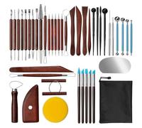 Juqoyue Kit Utensili per Argilla, 43 Pezzi Utensili per Ceramica, Pratico Kit di Utensili per Scultura in Argilla Polimerica,Set di Utensili per Argilla Essiccata all'Aria per Adulti