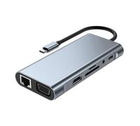 Juqoyue Stazione di Docking USB C 11-in-1 con Adattatore HUB 4K Type C A, USB-C A VGA, RJ45, PD 100W e USB Hub