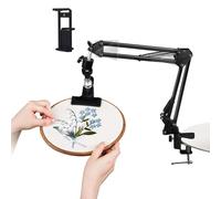 Juqoyue Supporto per Telaio da Ricamo Regolabile per Lavori Manuali, Ruotabile A 360°, Supporto per Telaio/Tablet/Telefono, Supporto da Tavolo Nero