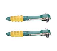 Juqrelith Chiave a Cricchetto 1/4 Pollice, Acciaio 45# Resistente, Lunghezza 144mm, Set 2 Pezzi Giallo Verde - Design Ergonomico, Meccanismo a Denti Fini, Utile per Lavori Manuali