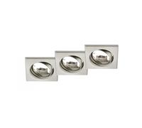 JURA KIT 3 FARETTI DA INCASSO QUADRATI ORIENTABILI ACCIAIO 8X8CM ATTACCO GU10