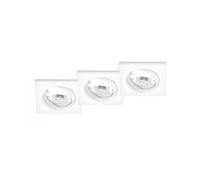 JURA KIT 3 FARETTI DA INCASSO QUADRATI ORIENTABILI BIANCHI 8X8CM ATTACCO GU10