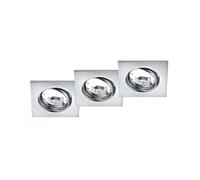 JURA KIT 3 FARETTI DA INCASSO QUADRATI ORIENTABILI CROMATI 8X8CM ATTACCO GU10