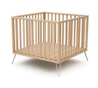 JURABABY - Box bambini ONLY legno - Faggio/Acciaio - 100 x 100 cm