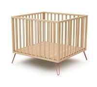 JURABABY - Box bambini ONLY legno - Faggio/Terracotta - 100 x 100 cm
