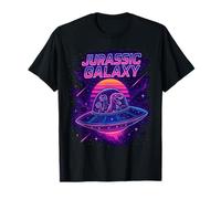 Jurassic Galaxy Dinosaurs Flying UFO in Outer Space Maglietta