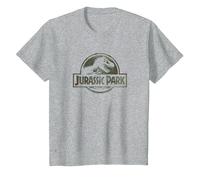 Jurassic Park Camo Fossil Logo C1 Maglietta, Bambini, Grigio Melange, 6 Anni
