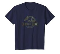 Jurassic Park Camo Fossil Logo C1 Maglietta, Bambini, Navy, 10 Anni