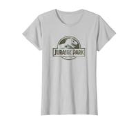 Jurassic Park Camo Fossil Logo C1 Maglietta, Donna, Argento, XS