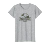 Jurassic Park Camo Fossil Logo C1 Maglietta, Donna, Grigio Melange, S