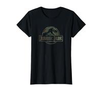 Jurassic Park Camo Fossil Logo C1 Maglietta, Donna, Nero, S