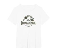 Jurassic Park Camo Fossil Logo C1 Maglietta, Donna Plus-Size, Bianco, 6X