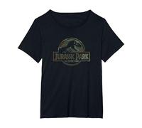 Jurassic Park Camo Fossil Logo C1 Maglietta, Donna Plus-Size, Nero, 4X