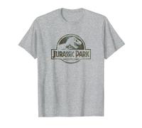 Jurassic Park Camo Fossil Logo C1 Maglietta, Uomo, Grigio Melange, 5XL