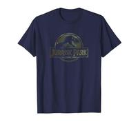 Jurassic Park Camo Fossil Logo C1 Maglietta, Uomo, Navy, 3XL