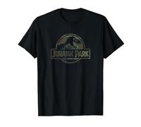 Jurassic Park Camo Fossil Logo C1 Maglietta, Uomo, Nero, L