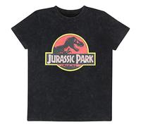 Jurassic Park Classic Red And Yellow Logo Maglietta, Ragazzi, 116-170, Grey, Offizielle Ware