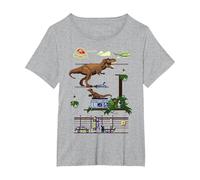 Jurassic Park Digital Video Game Scene Maglietta, Donna Plus-Size, Grigio Melange, 2X