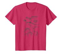 Jurassic Park Dinosaur Skeletons Sketches Maglietta, Bambini, Rosso mélange, 3 Anni
