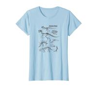 Jurassic Park Dinosaur Skeletons Sketches Maglietta, Donna, Celeste, XL
