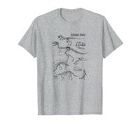 Jurassic Park Dinosaur Skeletons Sketches Maglietta, Uomo, Grigio Melange, 3XL