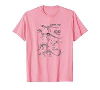 Jurassic Park Dinosaur Skeletons Sketches Maglietta, Uomo, Rosa, 3XL