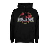 Jurassic Park Felpa con Cappuccio con Logo Invecchiato da Uomo, Nera (Nero Nero), M UK