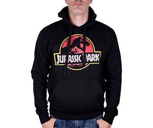 Jurassic Park Felpa con Cappuccio da Uomo, Nero, XL