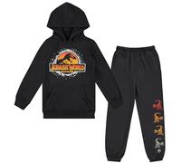 Jurassic Park Jurassic World - Felpa con cappuccio e pantaloni da jogging per ragazzi, taglie 4-7, Nero Phantom., 5-6