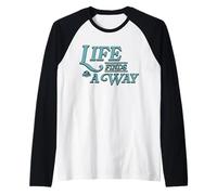 Jurassic Park Life Finds a Way Front & Back Maglia con Maniche Raglan