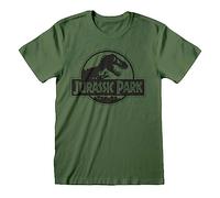 Jurassic Park Logo Uomo T-Shirt Verde S 100% Cotone Regular