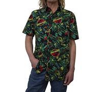 Jurassic Park Modello Raptor Camicia Button-Down, Rapace Tropicale Nero, L Uomo