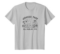 Jurassic Park T-Rex Isla Nublar Fever Outline Maglietta, Bambini, Argento, 10 Anni
