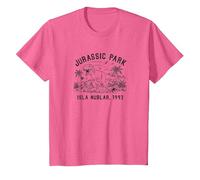 Jurassic Park T-Rex Isla Nublar Fever Outline Maglietta, Bambini, Rosa mélange, 8 Anni