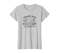 Jurassic Park T-Rex Isla Nublar Fever Outline Maglietta, Donna, Argento, L