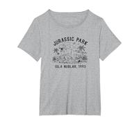 Jurassic Park T-Rex Isla Nublar Fever Outline Maglietta, Donna Plus-Size, Grigio Melange, 2X