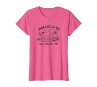 Jurassic Park T-Rex Isla Nublar Fever Outline Maglietta, Donna, Rosa mélange, M