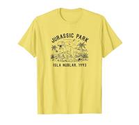 Jurassic Park T-Rex Isla Nublar Fever Outline Maglietta, Uomo, Limone, L