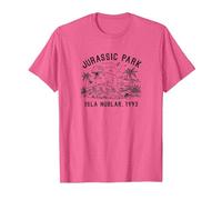Jurassic Park T-Rex Isla Nublar Fever Outline Maglietta, Uomo, Rosa mélange, L