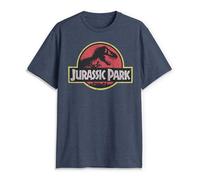 Jurassic Park T-Shirt da Uomo con Logo Classico del Film, Blu Navy, XL