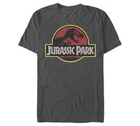 Jurassic Park T-Shirt da Uomo con Logo Classico del Film, Carbone, L