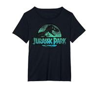 Jurassic Park Turquoise Safari Circle Logo Maglietta, Donna Plus-Size, Nero, 2X