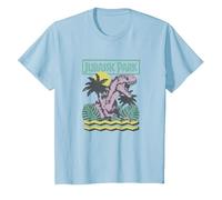 Jurassic Park Vintage T-Rex Roar Retro Maglietta, Bambini, Celeste, 8 Anni