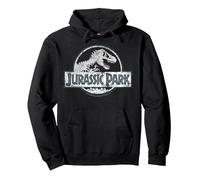 Jurassic Park White Distressed Circle Logo Felpa con Cappuccio, Unisex per Adulti, Nero, S